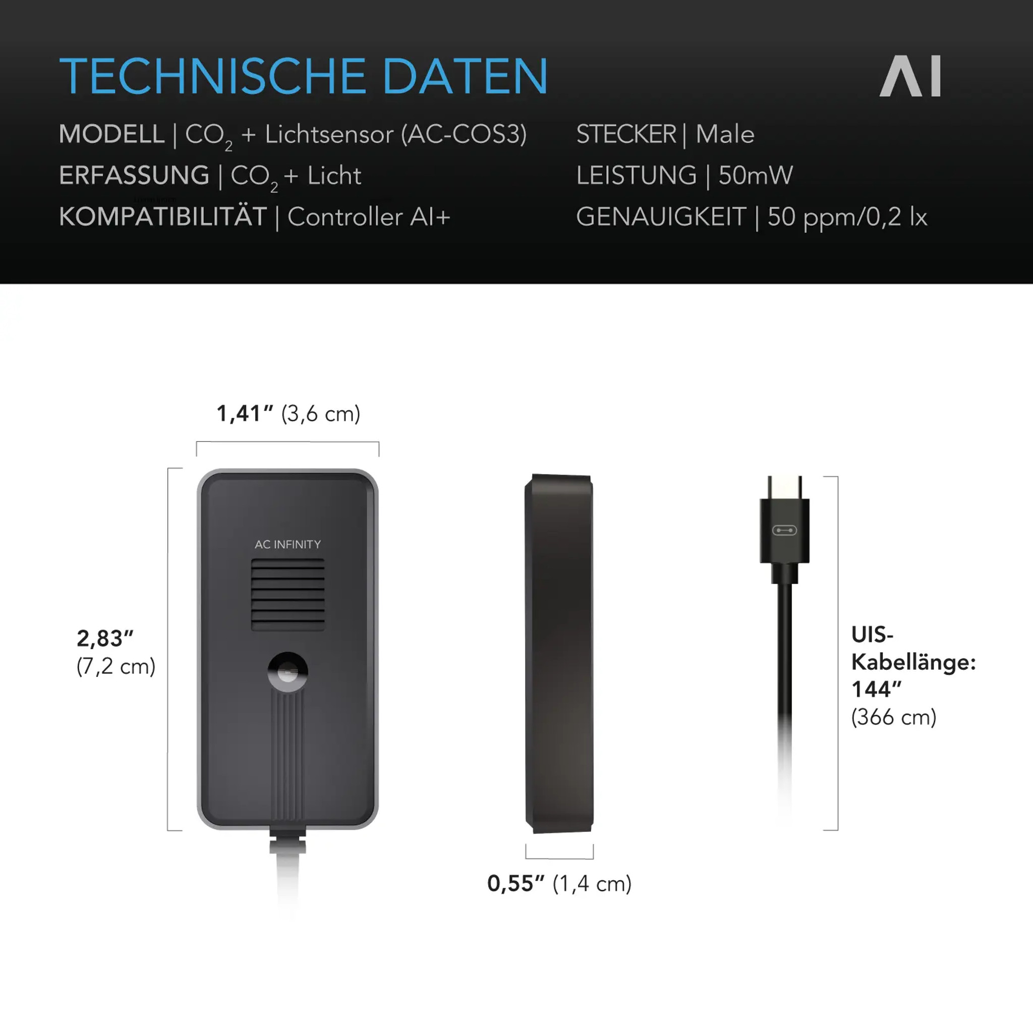 CO2 + Lichtsensor Exklusiv fur Controller AI+ Details 4